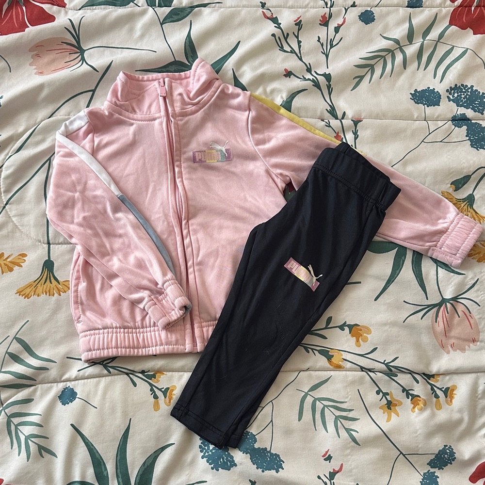 Puma Kids Pink and Black Joggers